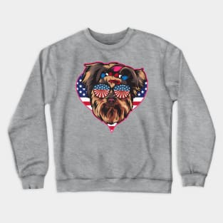 Yorkie Patriot American Flag Crewneck Sweatshirt